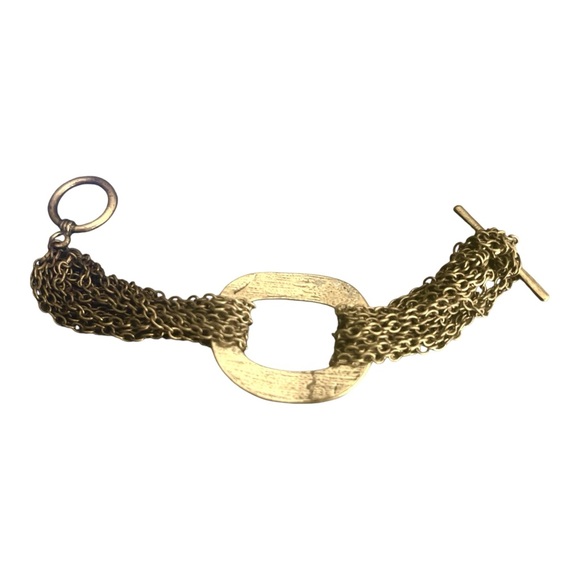 Y2K Vintage Multi Chain Statement Bracelet with Rhinestone Middle, Made in NYC - Picture 3 of 4